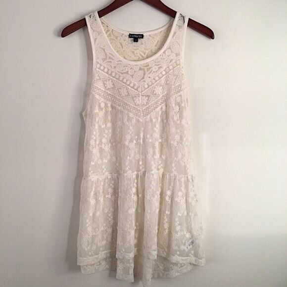 EXPRESS Lace Boho Tunic Top | Size Small - Picture 2 of 8